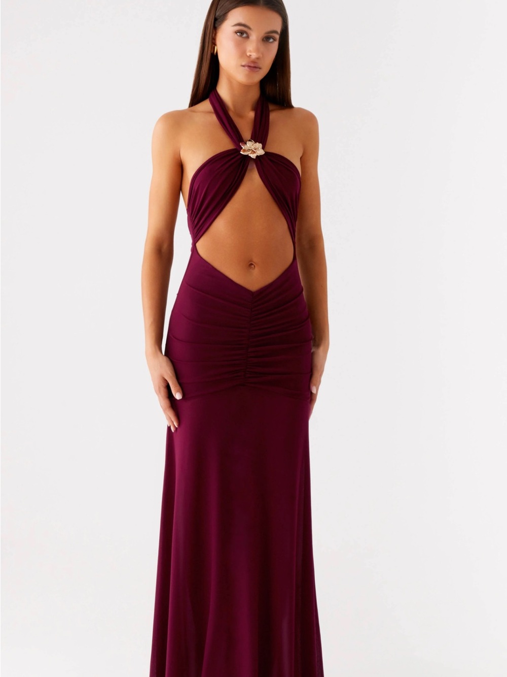 Peppermayo One-Shoulder Cutout Maxi Dress - Plum